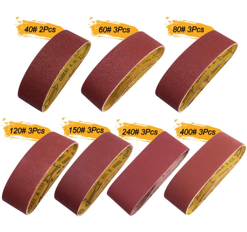 S SATC 20 PCS Sanding Belts 3x21Inch Aluminum Oxide Belt Sander Sanding Belts 40/60/80/120/150/240/400 Assorted Grits Sanding Belts for Belt Sander - Image 2
